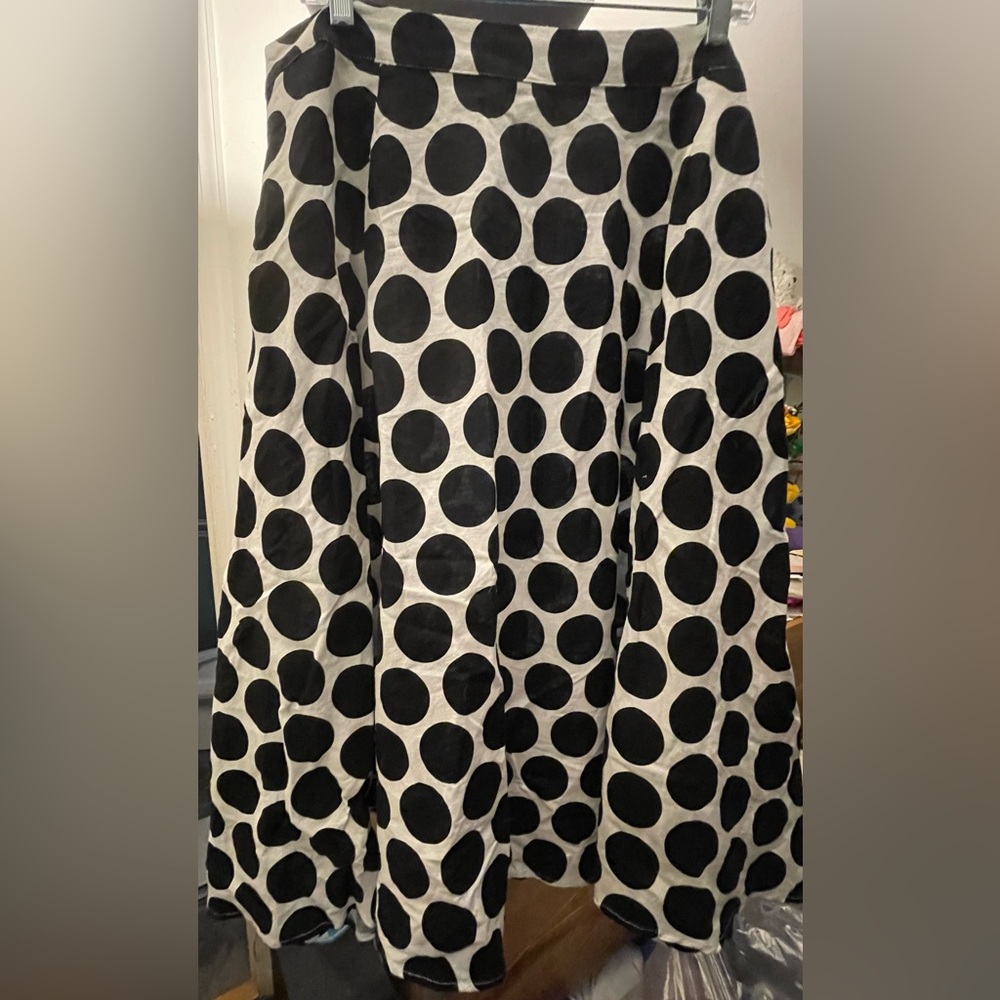 NWT Who What Wear Black and White Polka Dot Midi Skirt